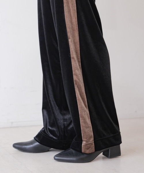 Megumi様。 roku6ベロアサイドラインパンツ ネイビー/オレンジ