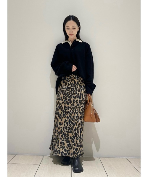 Mila Owen（ミラオーウェン）の「【WEB限定00サイズ】キュプラバイアスナロースカート（スカート・レディース・レッド/レオパード/ブラック・0/1/00）」の14枚目の写真