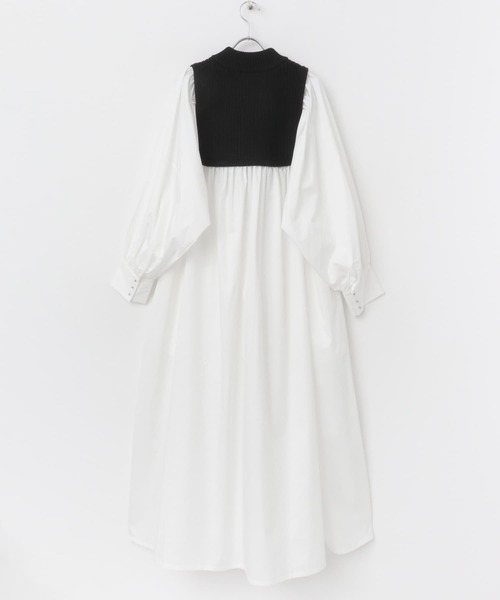Torrazzo Donna（トラッゾドンナ）の「TORRAZZO DONNA　Knit Broad Cloth Maxi One-piece（ワンピース・レディース・ホワイト/ブラック・FREE）」の6枚目の写真