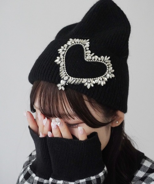 【キラキラ★】CHANEL ハート×CCロゴ ニット帽 ニットキャップ キラキラ☆】CHANEL ハート×CCロゴ ニット帽 ニットキャップ