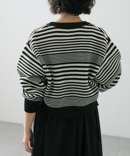 ear PAPILLONNER（イアパピヨネ）の「《洗濯機洗い可》ボーダーカーディガン【SUM1 STYLE(スミスタイル)】（カーディガン/ボレロ・レディース・レッド/ブラック・FREE）」の3枚目の写真