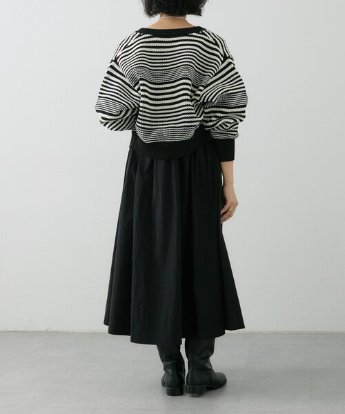 ear PAPILLONNER（イアパピヨネ）の「《洗濯機洗い可》ボーダーカーディガン【SUM1 STYLE(スミスタイル)】（カーディガン/ボレロ・レディース・レッド/ブラック・FREE）」の7枚目の写真