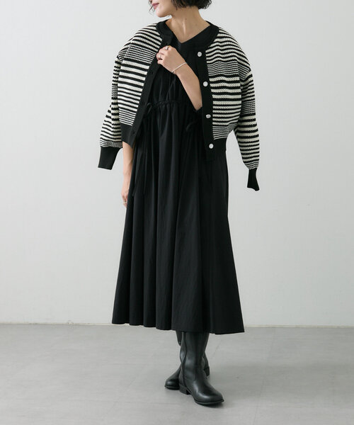 ear PAPILLONNER（イアパピヨネ）の「《洗濯機洗い可》ボーダーカーディガン【SUM1 STYLE(スミスタイル)】（カーディガン/ボレロ・レディース・レッド/ブラック・FREE）」の8枚目の写真