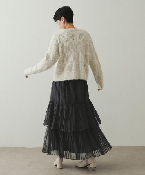 OPAQUE.CLIP（オペークドットクリップ）の「◆チュールプリーツティアードスカート【洗濯機洗い可】（スカート・レディース・ブラック/チャコールグレー・36/38/40）」の5枚目の写真