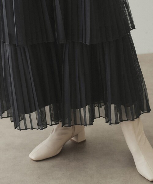 OPAQUE.CLIP（オペークドットクリップ）の「◆チュールプリーツティアードスカート【洗濯機洗い可】（スカート・レディース・ブラック/チャコールグレー・36/38/40）」の15枚目の写真