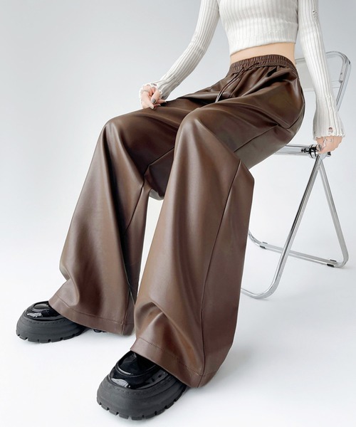 セール】レザーワイドパンツ（その他パンツ）｜Sibra（シブラ）の 