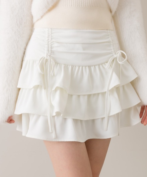 OLIVE des OLIVE（オリーブデオリーブ）の「ドロストティアードスカート（スカート・レディース・チャコールグレー/オフホワイト/グレー系その他・FREE）」の5枚目の写真