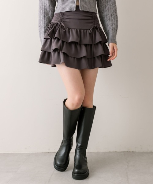 OLIVE des OLIVE（オリーブデオリーブ）の「ドロストティアードスカート（スカート・レディース・チャコールグレー/オフホワイト/グレー系その他・FREE）」の14枚目の写真