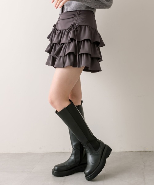OLIVE des OLIVE（オリーブデオリーブ）の「ドロストティアードスカート（スカート・レディース・チャコールグレー/オフホワイト/グレー系その他・FREE）」の15枚目の写真