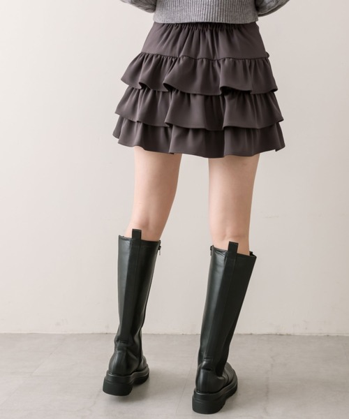 OLIVE des OLIVE（オリーブデオリーブ）の「ドロストティアードスカート（スカート・レディース・チャコールグレー/オフホワイト/グレー系その他・FREE）」の16枚目の写真