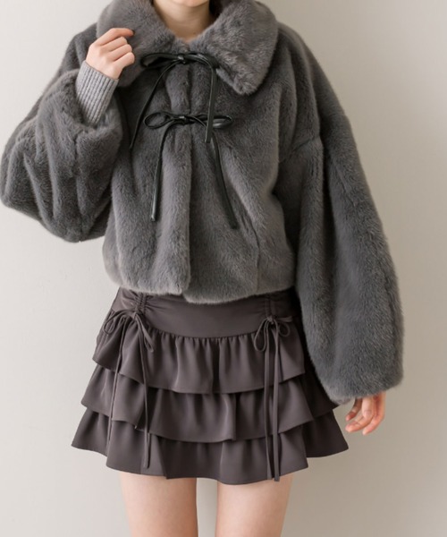 OLIVE des OLIVE（オリーブデオリーブ）の「ドロストティアードスカート（スカート・レディース・チャコールグレー/オフホワイト/グレー系その他・FREE）」の20枚目の写真