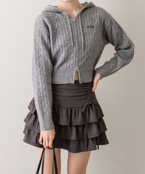 OLIVE des OLIVE（オリーブデオリーブ）の「ドロストティアードスカート（スカート・レディース・チャコールグレー/オフホワイト/グレー系その他・FREE）」の19枚目の写真