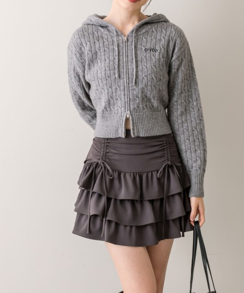 OLIVE des OLIVE（オリーブデオリーブ）の「ドロストティアードスカート（スカート・レディース・チャコールグレー/オフホワイト/グレー系その他・FREE）」の18枚目の写真