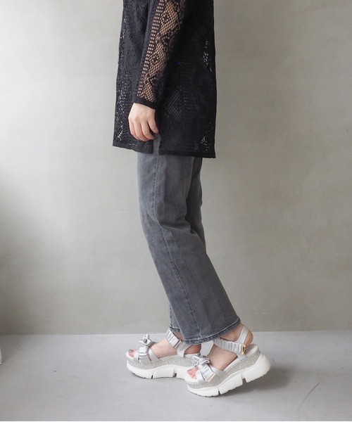 byあしながおじさん（バイアシナガオジサン）の「厚底ギャザーリボンサンダル　8990005（サンダル・レディース・ピンク/アイボリー/ブラック/オフホワイト/ピンクベージュ・LL/L/M/S）」の22枚目の写真