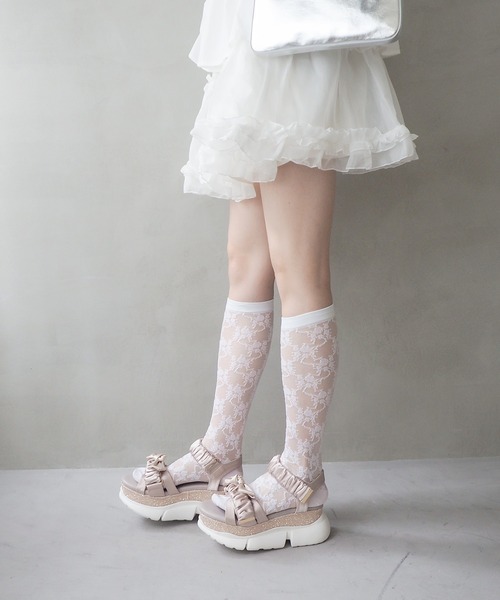 byあしながおじさん（バイアシナガオジサン）の「厚底ギャザーリボンサンダル　8990005（サンダル・レディース・ピンク/アイボリー/ブラック/オフホワイト/ピンクベージュ・LL/L/M/S）」の15枚目の写真