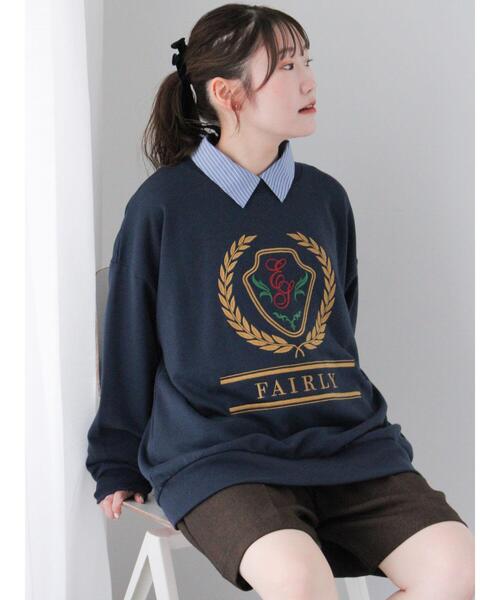 ehka sopo(エヘカソポ)の「エンブレム刺繍スウェット(Tシャツ/カットソー・レディース・ネイビー/キナリ/グレー・F)」の3枚目の写真