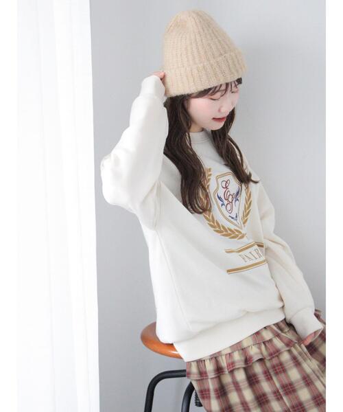 ehka sopo(エヘカソポ)の「エンブレム刺繍スウェット(Tシャツ/カットソー・レディース・ネイビー/キナリ/グレー・F)」の13枚目の写真