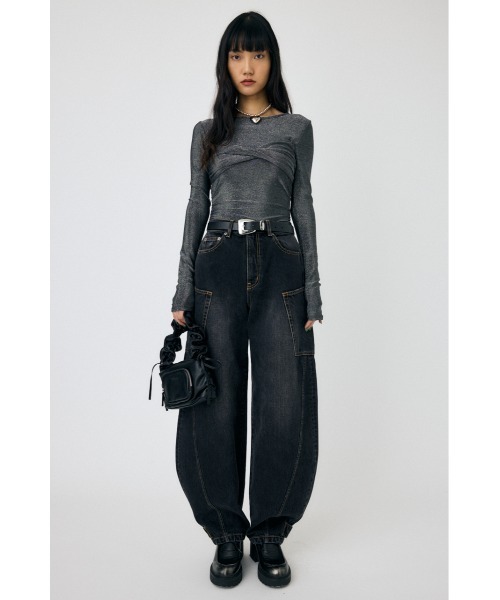 BLACK BY MOUSSY waffle wide tops 新品 Cross Waist Wide Straight – MOUSSY