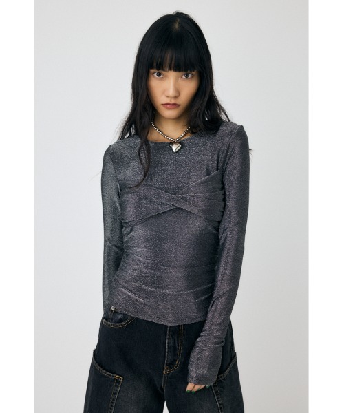 Moussy トップス MOUSSY（マウジー）の「CROSS GATHER SLIM トップス（Tシャツ