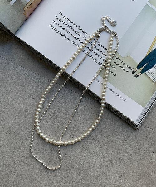 DouDou(ドゥドゥ)の「パール×ボールチェーンネックレス(ネックレス・レディース・ゴールド/シルバー・FREE)」の8枚目の写真