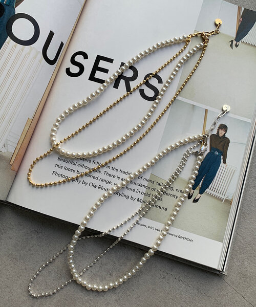 DouDou(ドゥドゥ)の「パール×ボールチェーンネックレス(ネックレス・レディース・ゴールド/シルバー・FREE)」の13枚目の写真