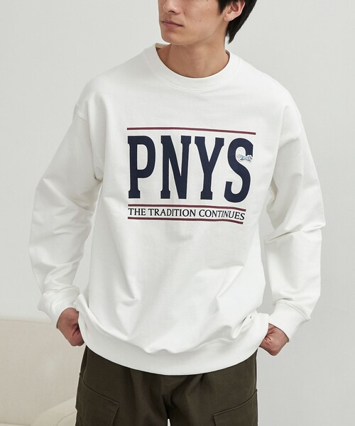 PENNEYS(ぺニーズ)の「Penneys(ぺニーズ)別注クリアコットンロゴプリントスウェット(スウェット・メンズ・ネイビー/ホワイト/ライトグレー・M/L/XL)」の1枚目の写真