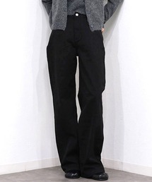ハイライズワイドストレートデニム/highrise wide straight denim ロング丈 ルーズ ベーシック 大人カジュアル シンプル ブラウン ブラック