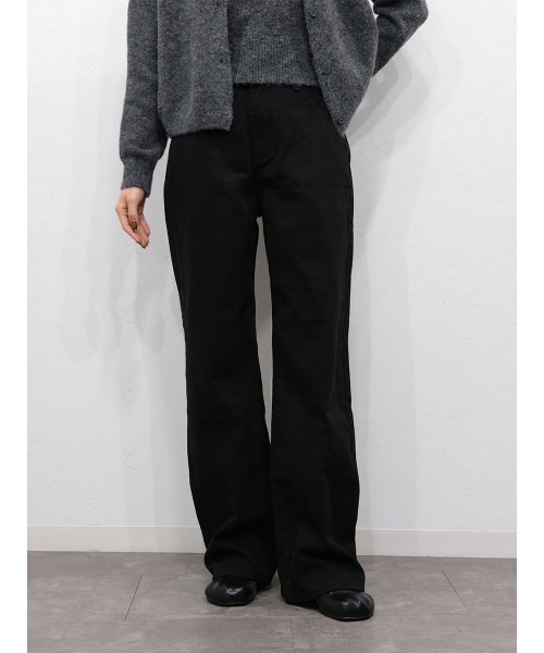 Reurie'（レウリィ）の「ハイライズワイドストレートデニム／highrise wide straight denim ロング丈 ルーズ ベーシック 大人カジュアル シンプル ブラウン ブラック（デニムパンツ・レディース・ブラック/ブラウン・M/S）」の5枚目の写真