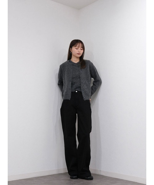 Reurie'（レウリィ）の「ハイライズワイドストレートデニム／highrise wide straight denim ロング丈 ルーズ ベーシック 大人カジュアル シンプル ブラウン ブラック（デニムパンツ・レディース・ブラック/ブラウン・M/S）」の6枚目の写真