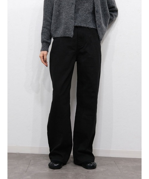 Reurie'（レウリィ）の「ハイライズワイドストレートデニム／highrise wide straight denim ロング丈 ルーズ ベーシック 大人カジュアル シンプル ブラウン ブラック（デニムパンツ・レディース・ブラック/ブラウン・M/S）」の21枚目の写真