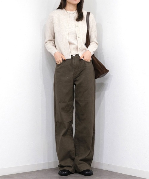 Reurie'(レウリィ)の「ハイライズワイドストレートデニム/highrise wide straight denim ロング丈 ルーズ ベーシック 大人カジュアル シンプル ブラウン ブラック(デニムパンツ・レディース・ブラック/ブラウン・M/S)」の8枚目の写真