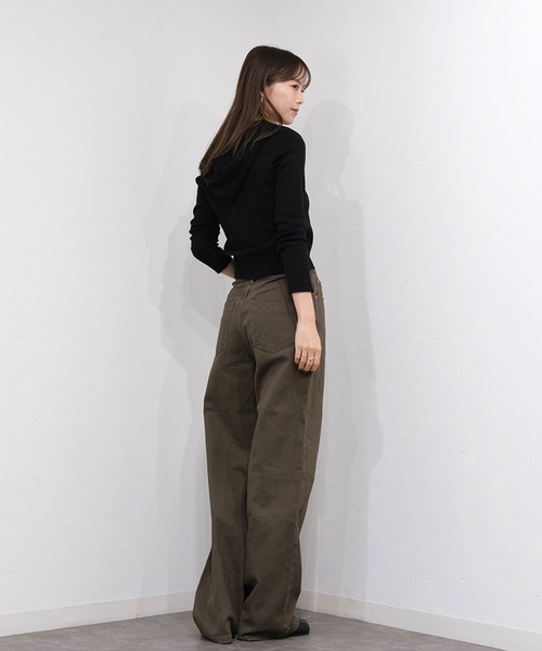 Reurie'(レウリィ)の「ハイライズワイドストレートデニム/highrise wide straight denim ロング丈 ルーズ ベーシック 大人カジュアル シンプル ブラウン ブラック(デニムパンツ・レディース・ブラック/ブラウン・M/S)」の15枚目の写真