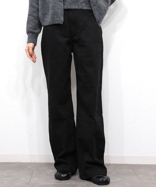 Reurie'(レウリィ)の「ハイライズワイドストレートデニム/highrise wide straight denim ロング丈 ルーズ ベーシック 大人カジュアル シンプル ブラウン ブラック(デニムパンツ・レディース・ブラック/ブラウン・M/S)」の10枚目の写真