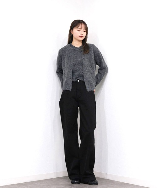Reurie'(レウリィ)の「ハイライズワイドストレートデニム/highrise wide straight denim ロング丈 ルーズ ベーシック 大人カジュアル シンプル ブラウン ブラック(デニムパンツ・レディース・ブラック/ブラウン・M/S)」の11枚目の写真