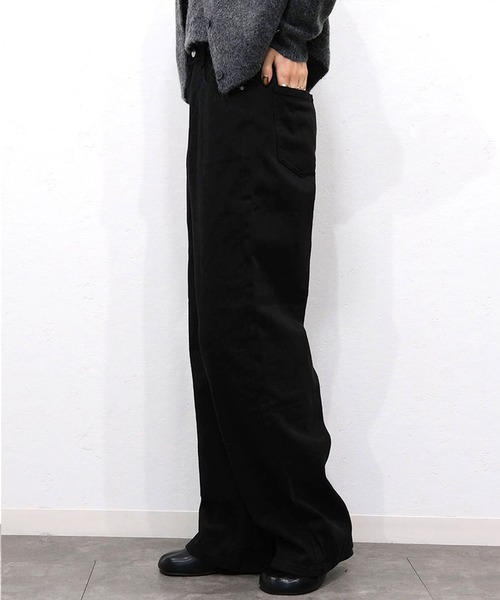 Reurie'(レウリィ)の「ハイライズワイドストレートデニム/highrise wide straight denim ロング丈 ルーズ ベーシック 大人カジュアル シンプル ブラウン ブラック(デニムパンツ・レディース・ブラック/ブラウン・M/S)」の19枚目の写真