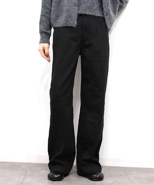 Reurie'(レウリィ)の「ハイライズワイドストレートデニム/highrise wide straight denim ロング丈 ルーズ ベーシック 大人カジュアル シンプル ブラウン ブラック(デニムパンツ・レディース・ブラック/ブラウン・M/S)」の18枚目の写真