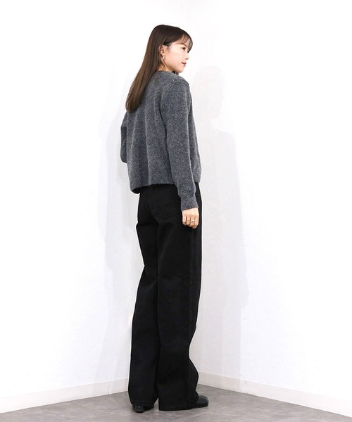Reurie'(レウリィ)の「ハイライズワイドストレートデニム/highrise wide straight denim ロング丈 ルーズ ベーシック 大人カジュアル シンプル ブラウン ブラック(デニムパンツ・レディース・ブラック/ブラウン・M/S)」の14枚目の写真