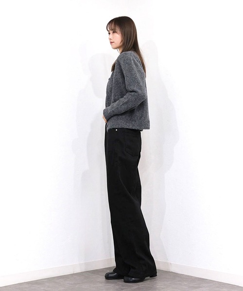 Reurie'(レウリィ)の「ハイライズワイドストレートデニム/highrise wide straight denim ロング丈 ルーズ ベーシック 大人カジュアル シンプル ブラウン ブラック(デニムパンツ・レディース・ブラック/ブラウン・M/S)」の13枚目の写真