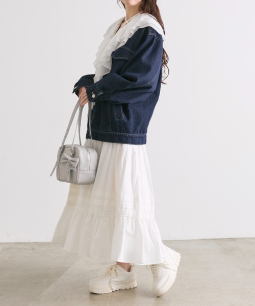 OLIVE des OLIVE（オリーブデオリーブ）の「綿レースティアードロングスカート（スカート・レディース・オフホワイト/サックスブルー/ホワイト系その他・FREE）」の21枚目の写真