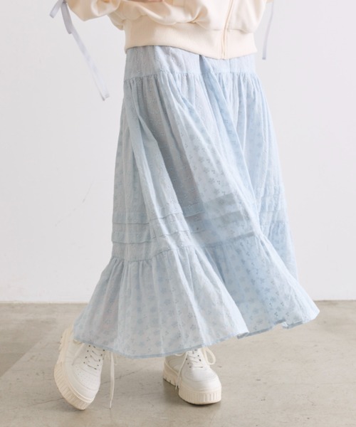 OLIVE des OLIVE（オリーブデオリーブ）の「綿レースティアードロングスカート（スカート・レディース・オフホワイト/サックスブルー/ホワイト系その他・FREE）」の10枚目の写真