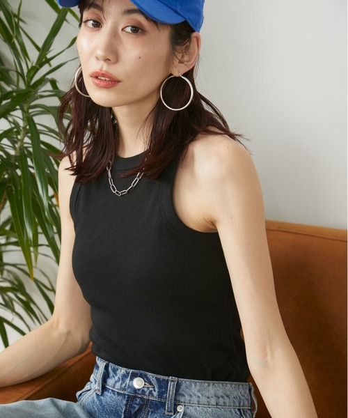 Auntie Rosa Holiday(アンティローザホリデー)の「カップ付きテレコアメスリタンク(タンクトップ・レディース・ブラウン/ネイビー/オフホワイト/ブラック・FREE)」の12枚目の写真