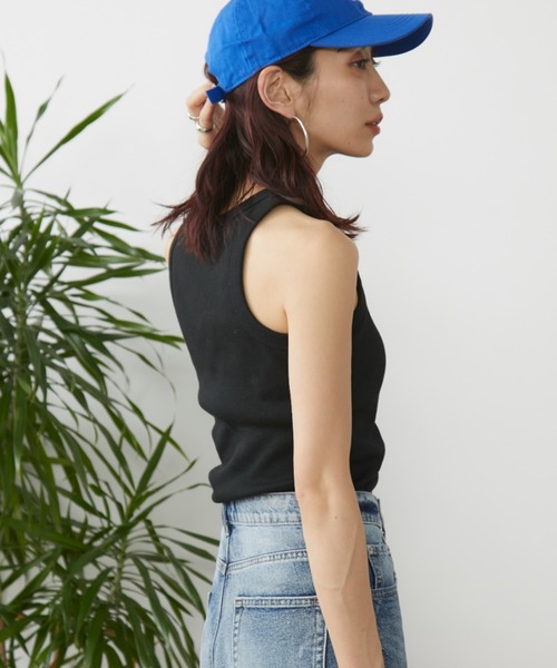 Auntie Rosa Holiday(アンティローザホリデー)の「カップ付きテレコアメスリタンク(タンクトップ・レディース・ブラウン/ネイビー/オフホワイト/ブラック・FREE)」の14枚目の写真