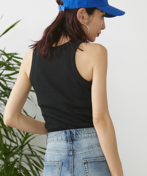 Auntie Rosa Holiday(アンティローザホリデー)の「カップ付きテレコアメスリタンク(タンクトップ・レディース・ブラウン/ネイビー/オフホワイト/ブラック・FREE)」の15枚目の写真