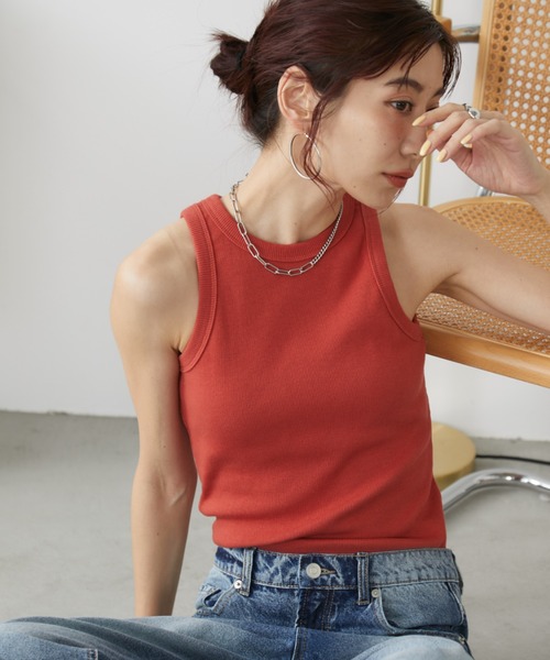 Auntie Rosa Holiday(アンティローザホリデー)の「カップ付きテレコアメスリタンク(タンクトップ・レディース・ブラウン/ネイビー/オフホワイト/ブラック・FREE)」の21枚目の写真