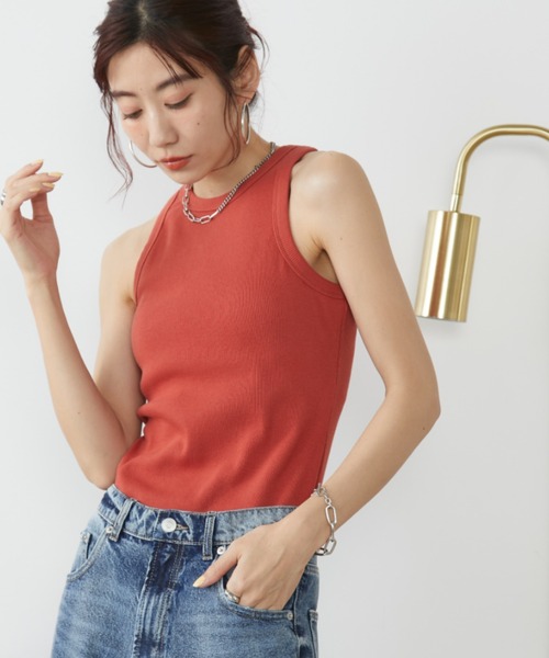 Auntie Rosa Holiday(アンティローザホリデー)の「カップ付きテレコアメスリタンク(タンクトップ・レディース・ブラウン/ネイビー/オフホワイト/ブラック・FREE)」の22枚目の写真