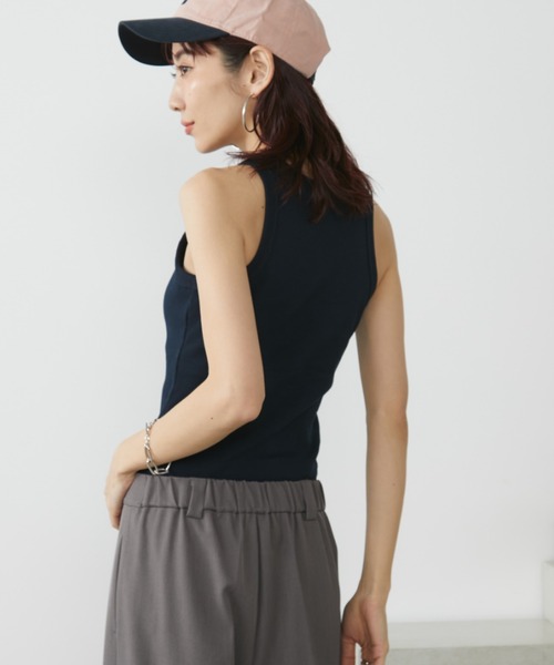 Auntie Rosa Holiday(アンティローザホリデー)の「カップ付きテレコアメスリタンク(タンクトップ・レディース・ブラウン/ネイビー/オフホワイト/ブラック・FREE)」の8枚目の写真