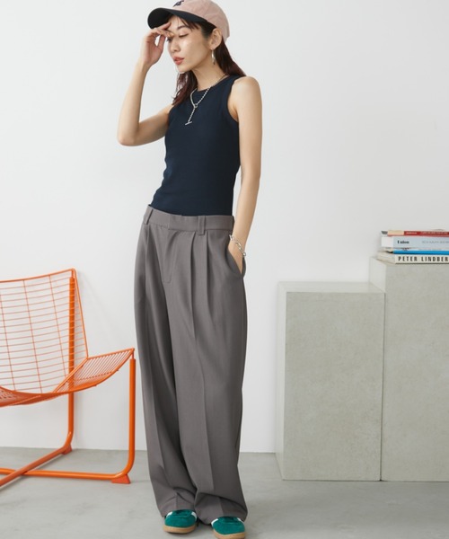 Auntie Rosa Holiday(アンティローザホリデー)の「カップ付きテレコアメスリタンク(タンクトップ・レディース・ブラウン/ネイビー/オフホワイト/ブラック・FREE)」の10枚目の写真