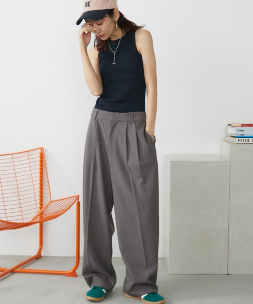 Auntie Rosa Holiday(アンティローザホリデー)の「カップ付きテレコアメスリタンク(タンクトップ・レディース・ブラウン/ネイビー/オフホワイト/ブラック・FREE)」の9枚目の写真