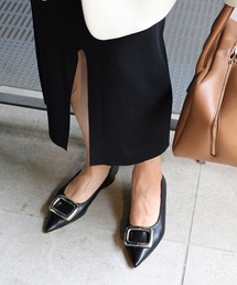 フィン Fin ポインテッドトゥバックルパンプス【低反発スポンジ入り】 フィン Fin ポインテッドトゥバックルパンプス【低反発スポンジ