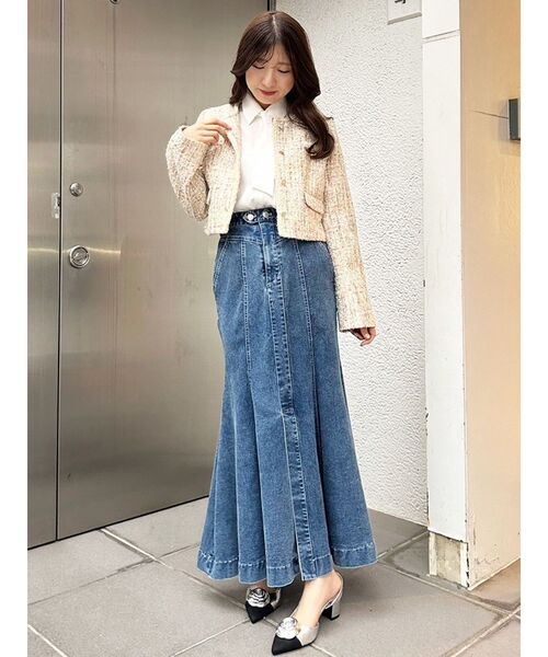 MERCURYDUO（マーキュリーデュオ）の「ステッチワークデニムマーメイドスカート（スカート・レディース・インディゴブルー/ブルー・MEDIUM/SMALL）」の19枚目の写真